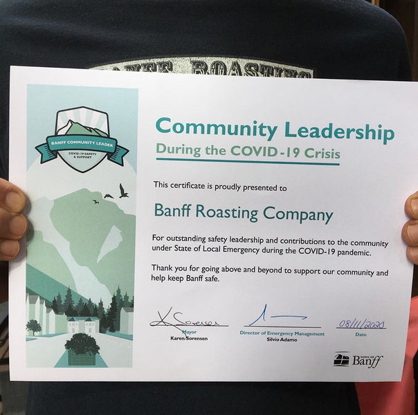 Banff Roasting Company Awarded Certificate of Community Leadership from Banff Township